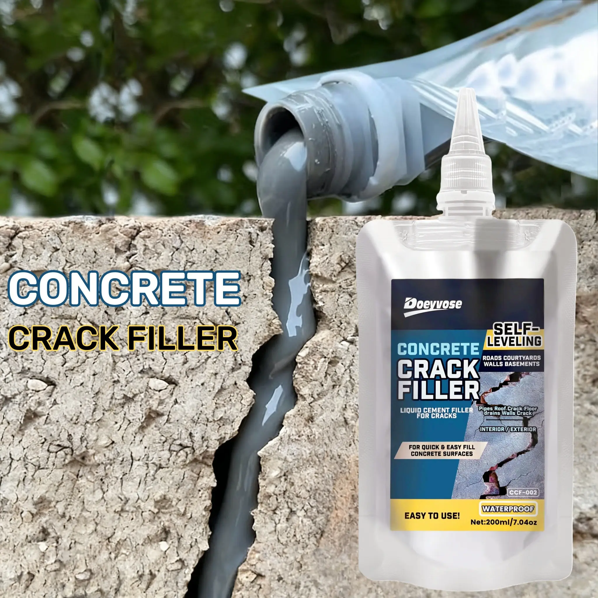 Concrete Crack Filler for Wall Sealing, Roof Protection, Ground Gap Filling, Garden Pothole Repair, Strong Adhesive Waterproof, Concrete Sealant, Concrete Sealer Outdoor Waterproof, Magic Crack Filler for Concrete