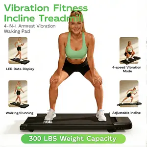 【Adjustable Incline】TKW Easy Storage Walking Vibration Pad P1,Vibrating Plate, Remote Control Lightweight Under Desk Treadmills For Home & Office,Servo Motor Technology, 4 in 1 Portable Walking Pad Treadmill,Adjustable Incline, 300lbsWeight Capacity