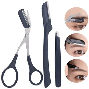 Eyebrow Trimming Set, 3 Counts/set Stainless Steel Eyebrow Tweezers & Eyebrow Trimmer & Brow Trimming Tool with Brush, Eyebrow Shaping Tool for Women, Hair Removal Tool