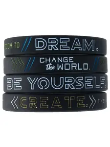 Fashion Letter Pattern Rubber Bracelet (4pcs), Casual Simple Silicone Wristband for Daily Wear, Trendy All-match & Exquisite Jewelry for Birthday Gift, Wrist Accessories