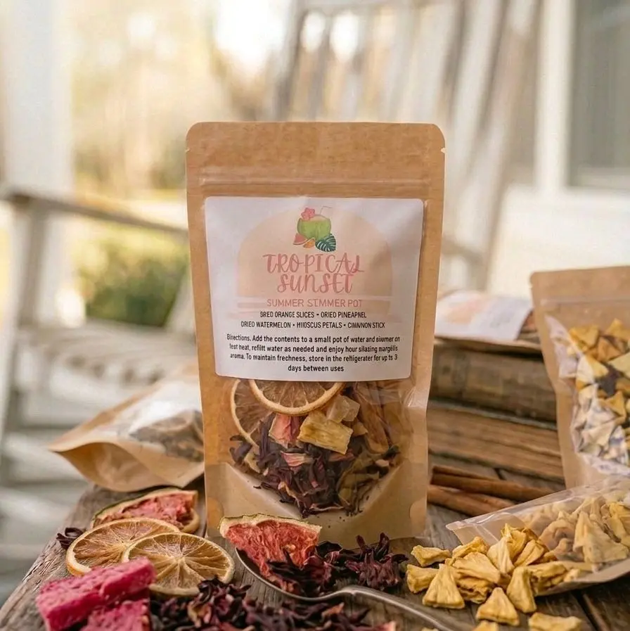All-Natural Tropical Sunset Pineapple & Watermelon Fruit-Scented Dye-Free Simmer Potpourri - Aroma Freshener, Cinnamon Stick & Dried Fruit Home Fragrance, Farmhouse Kitchen Home Supplies, Gift-Worthy Care Item