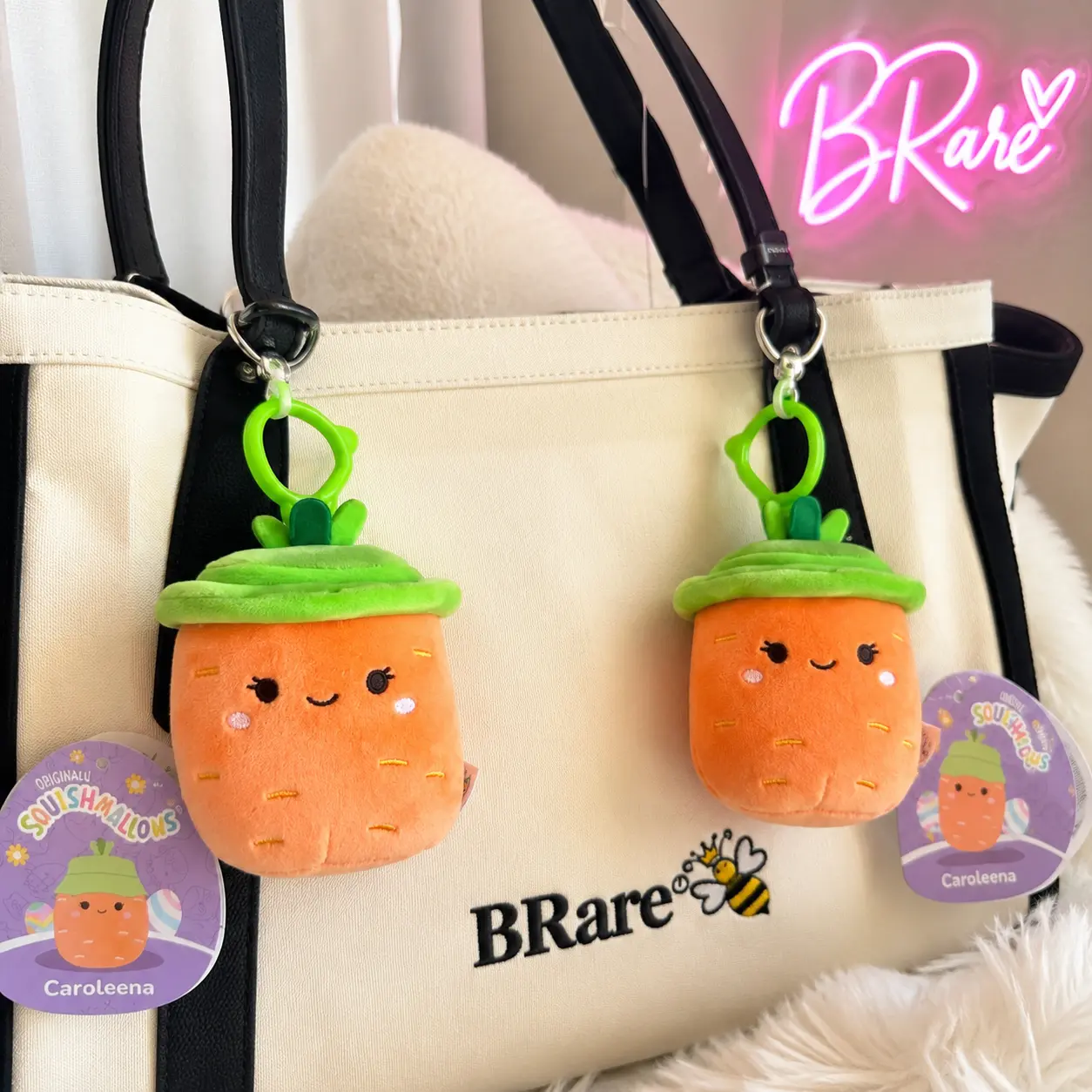Squishmallows Caroleena Carrot Clip-On Plush Keychain 2 Pack | NWT | Kellytoy