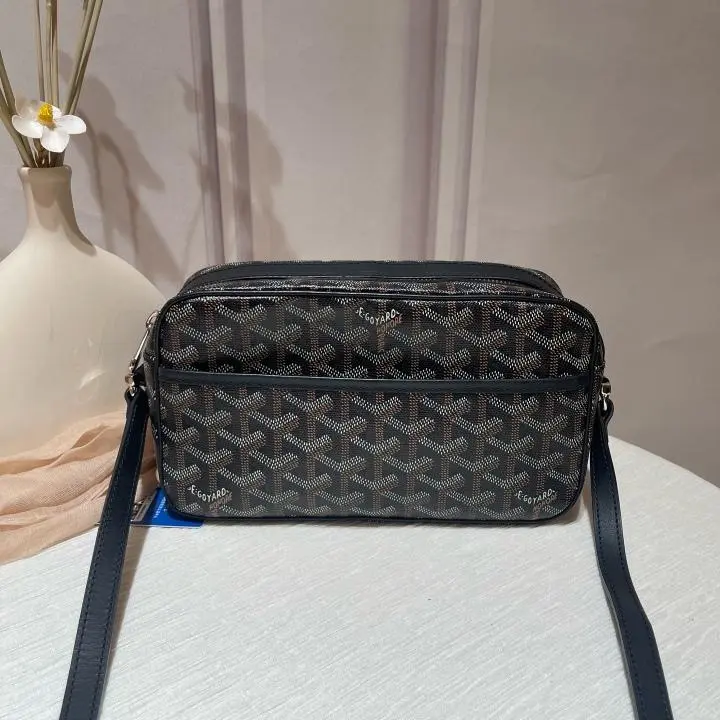 Pre-owned Goyard Cap Vert PM Crossbody Bag in Black and Tan Goyardine ZX167