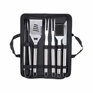 R.W.FLAME 6-Piece Grill Tool Set with Extra Long 16-Inch Handles for Safety Comfort & Performance BBQ Utensils