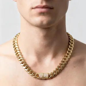 Made of solid stainless steel with K- gold vacuum nano plating. It features a thick, heavy Cuban link chain design. Chain width: 14 mm, length: 16–30 inches. Hypoallergenic material, comes in an elegant gift box, perfect as a stylish accessory. tiktokshop
