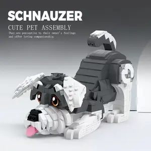 635 PCS / 757 PCS Pet Dog Building Blocks Toys Schnauzer Husky Pet Model DIY Handmade Assembly Bricks Home Decor Kid Holiday and Birthday Gifts