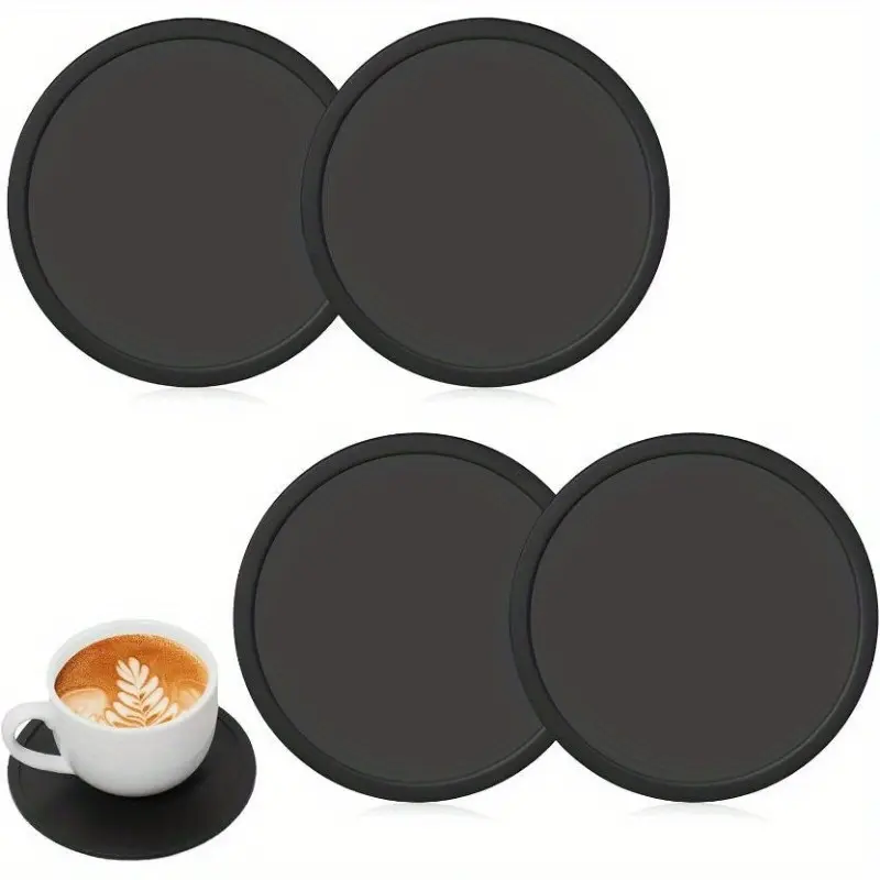 2/4pcs Round Household Silicone Coaster Tea Coaster Heat Insulation Mat for Outdoor & Indoor Drinks - Anti Stain & Heat Resistant - Cup Table Pads - Cup Place Mat - Drink Coasters Plain