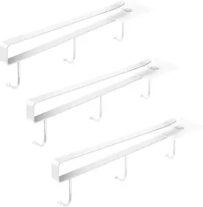 ECROCY Mug Holder Under Cabinet - 3pcs Mug Organizer for Kitchen, Fit for 1 Inch Thickness Shelf or Less - Only Suitable for Flat Buttom Cabinet Without Any Lip