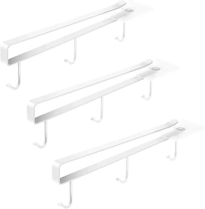 ECROCY Mug Holder Under Cabinet - 3pcs Mug Organizer for Kitchen, Fit for 1 Inch Thickness Shelf or Less - Only Suitable for Flat Buttom Cabinet Without Any Lip