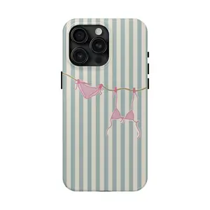 Colorful Striped Bikini Phone Case – Fun Summer Vibes with Rainbow Lines & Swimsuit Graphic – Y2K Beachcore Aesthetic – Fits iPhone 6–16 (Pro, Max, Plus, SE, XR, XS) & Samsung Galaxy S21–S24 (Plus, Ultra) Smartphone Cell Compatible with Samsung Galaxy S25