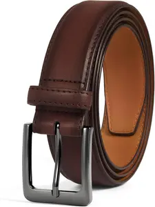 Men's genuine leather dress belt, handcrafted classic everyday jeans belt, trendy versatile buckle, suitable for men's work, business, and casual wear.