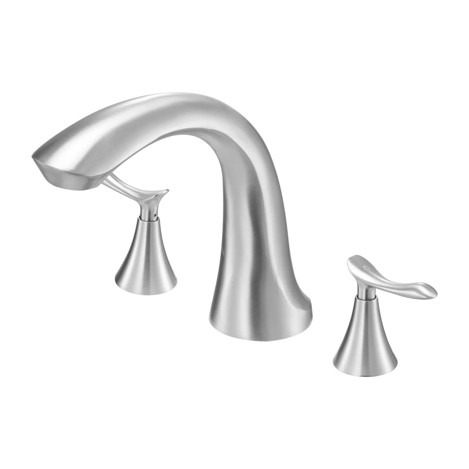 【DealsForYouDays】VEVOR Roman Tub Faucet, 3 Hole Waterfall Bathtub Faucet, Gooseneck Bath Tubs Faucets Set with 2 Handles, Deck Mount Bath Tub Faucets Set for Pet Washing, Adult Bathing, Brushed Stainless Steel