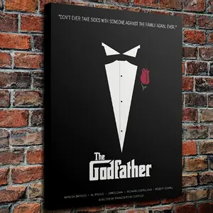 1 Piece <The Godfather> Movie Poster Canvas Wall Art - 11.8x 15.7inch (30x 40cm ) Wooden Frame, Premium Canvas and Recycled Wood, Vintage Black and White Design, Home Office Decorative Hanging Painting, Unique Gift for Movie Fans, Classic Movie Work
