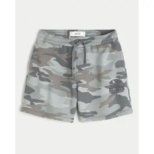 Hollister Above-The-Knee Logo Graphic Camo Baggy Fleece Shorts