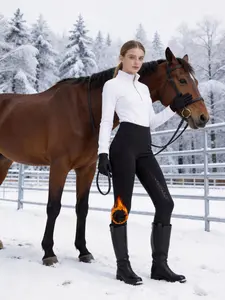 Women's Fleece Lined Warm Riding Pants, High Stretch Tight Fit, Full Seat Silicone Design, Soft Comfortable Durable, Fall Winter Outdoor Horseback Riding