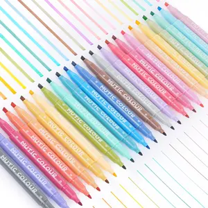 Pastel Highlighters Set, 24  Retro Colors, Highlighters Assorted Colors, Quick Dry Dual tip and Fine Tip No Bleed Highlighter Markers for  Journals Planners Books Notes