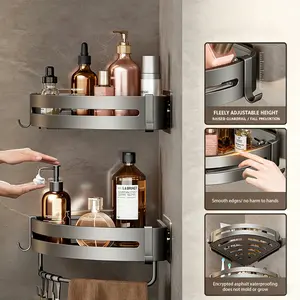 Wall-Mounted Bathroom Shelf No Drilling, Corner Storage Basket for Home Bathroom Sink, Triangular Hanging Rack for Wall Mounting