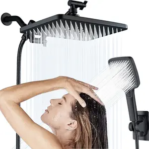 11.8 inch high pressure rain shower head ,dual shower head combo with 3-mode handheld spray,9.65’’extension arm ,59’’hose,shower head holder,3-way water diverter,leak-proof washer,teflon tape ,bathroom accessories