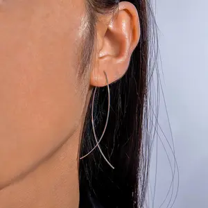 Elegant Simple Style Handcrafted Alloy Fishline Earrings Cross Line Dangle for Versatile Fashion Accessory hypoallergenic surgical steel earring