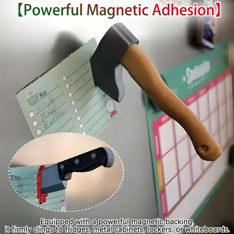 Funny Knife Fridge Magnet, 3D Axe Dart Warning Magnetic Sticker, Secure Note & Photo Holder, Prank Gift, Halloween Party Decor, Kitchen Organizer, Refrigerator Magnet, Photo Magnets, Magnetic Item