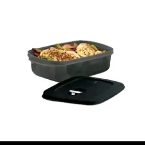 Cristalflash Black 1L Microwave Container - Durable, Easy to Clean, High-Temperature Resistant, Stackable Design, Ideal for Meal Prep and Leftovers