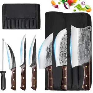 Chef Knife Set, Handmade High Carbon Stainless Steel Knife Set, Japanese Style Chef Knife Set, Professional Kitchen Knife Set, Butcher Boning Meat Cleaver, Best Gift for Mother's Day, mothersdaygift#Summervibes