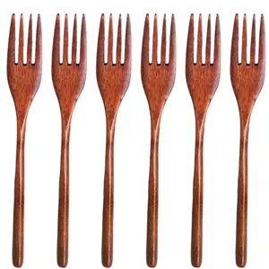 6Pcs Wooden Forks, findTop 8.8 Inch Long Handle Reusable Japanese Style Handmade Kitchen Utensil Wood Forks for Pasta, Fruit, Salad, Noodles - Home Improvement.