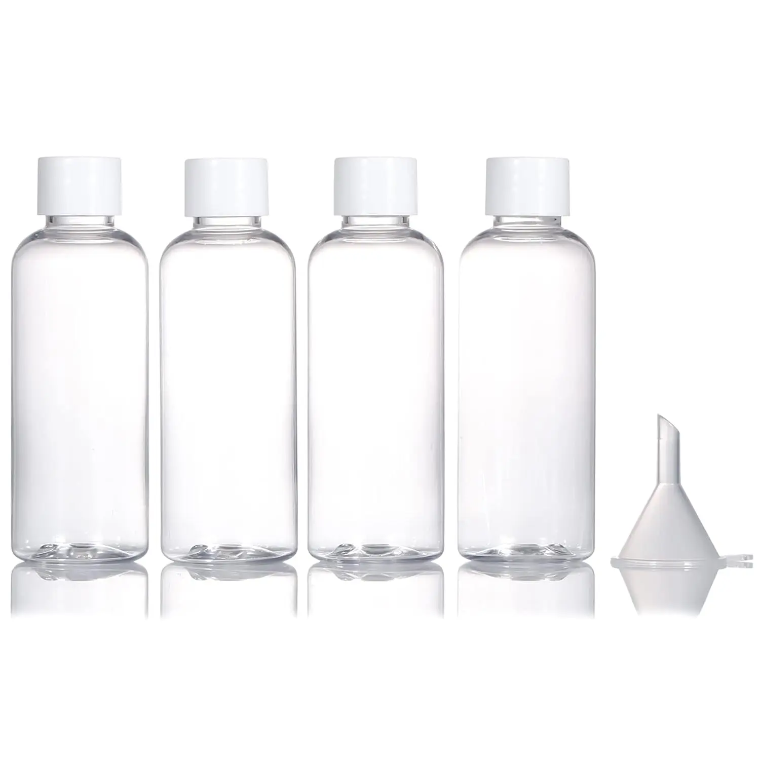 4 count Travel Bottles,80ml Refillable Clear Empty Plastic Travel Size Containers Bottles with Screw Lids for Toiletries,Soap,Shampoo and Conditioner