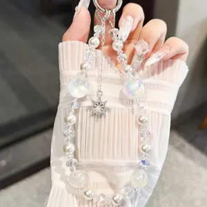 Mermaid Pearl Lanyard Phone Case, Crossbody Earphone Holder Keychain Bag Charm, Fashion Accessory for Women and Girls, Phone Strap, Phone Accessories