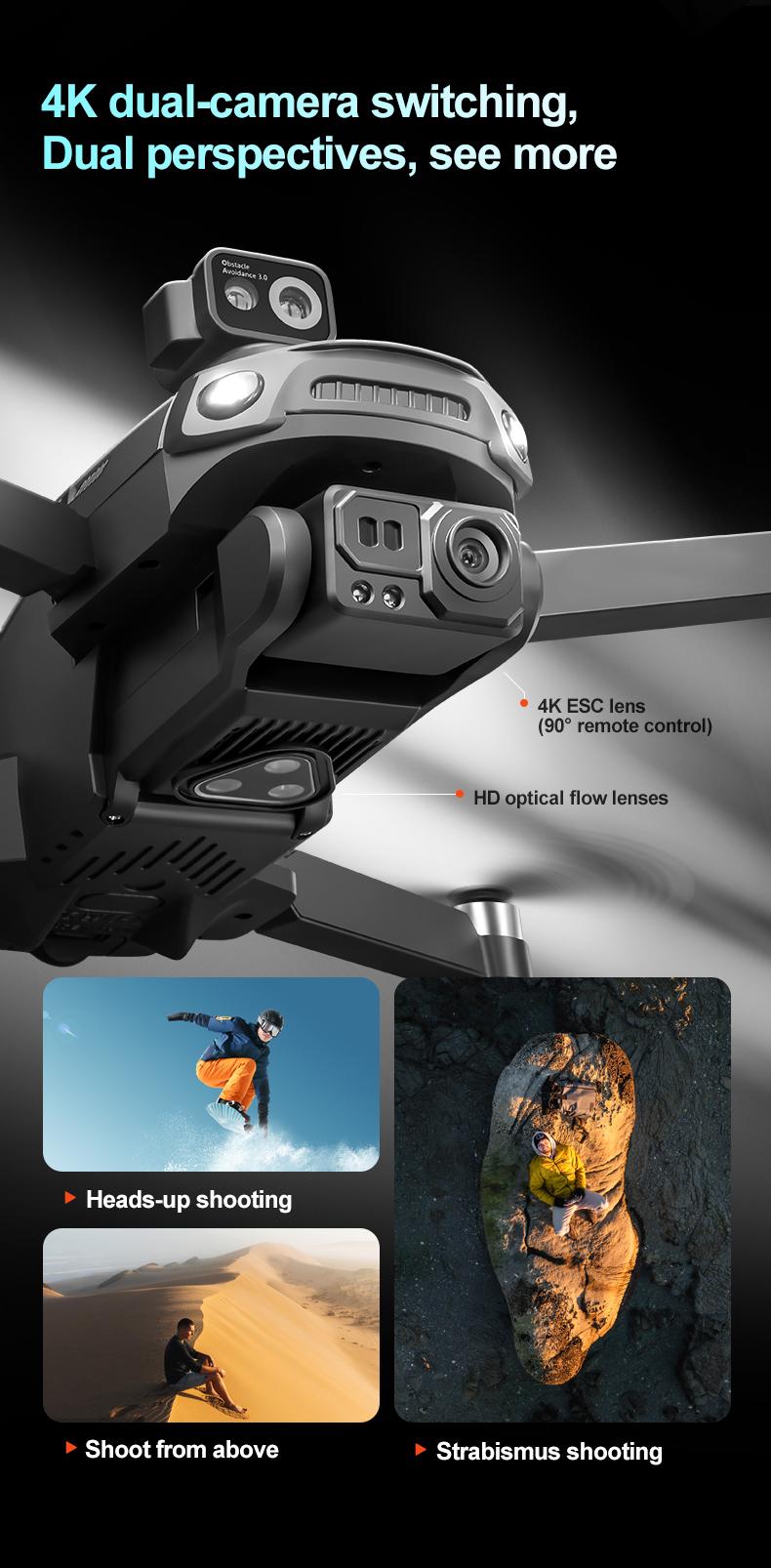 YCMDCGIE 4K ESC Camera Drone with Brushless Motor, Upgraded 4.5-Inch Screen, Foldable Drone, AI Obstacle Avoidance, GPS Smart Return, Gesture Photography, Intelligent Follow, Custom Waypoint Flight, Dual Battery with 50 Minutes Endurance