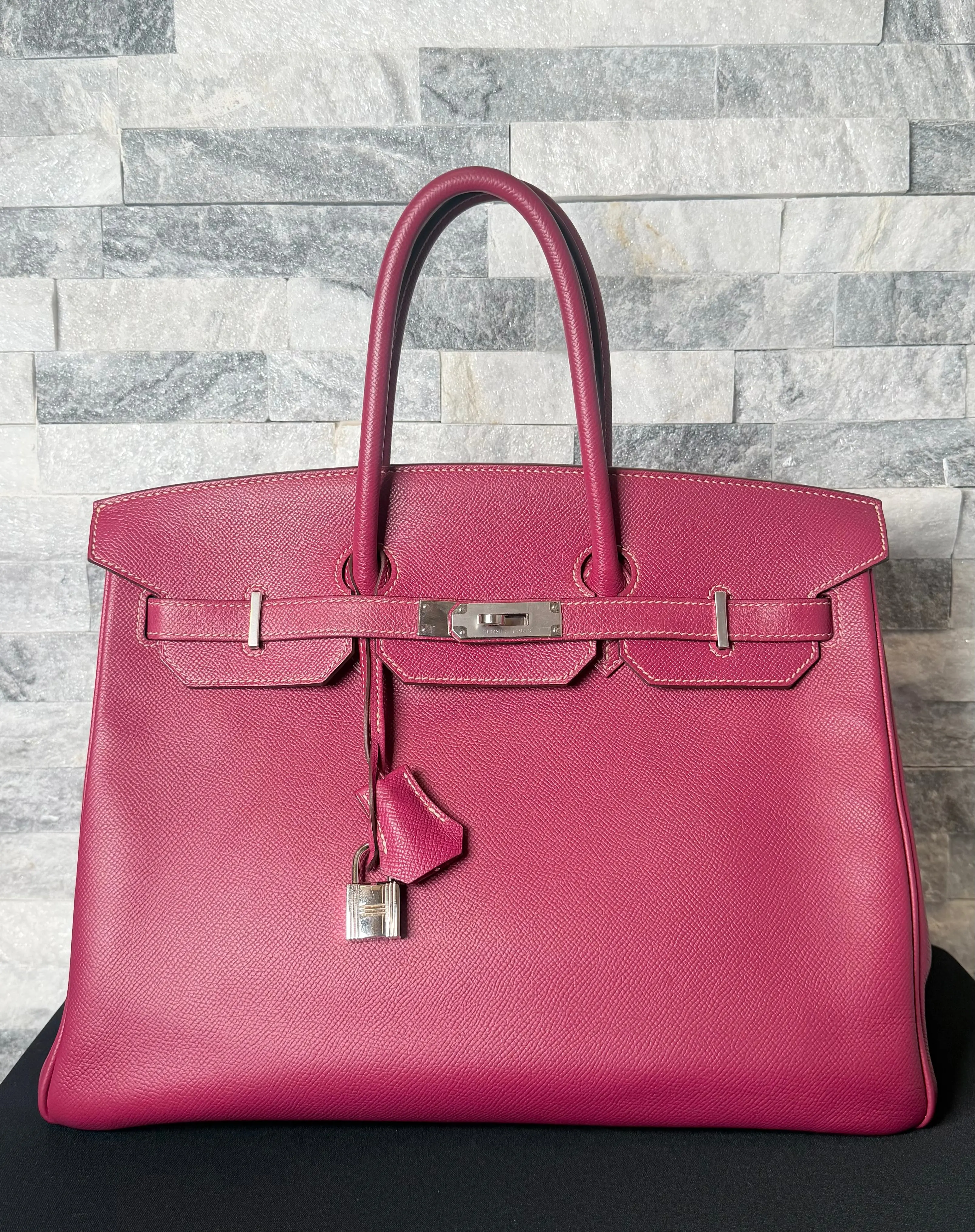 Pre-owned birkin leather Shoulder Bags Hermès 35 Handbag in Tosca Togo Leather
