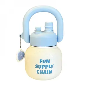 Sporty style large-capacity 680ml 316 stainless steel insulated water bottle with tea and water separation, dual-drink straw, straight body, portable handheld water cup