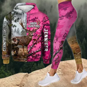 Country Girl Hunting – Personalized Hunting Hoodie and Leggings Set, Custom Name Outdoor Adventure Outfit, Gift for Women Hunters