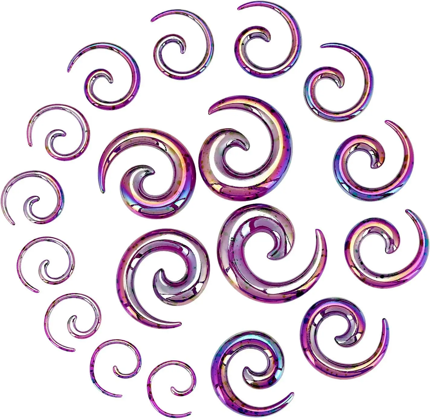 9Pairs Acrylic Crescent Horseshoes Taper Set Pincher Septum Rings Spiral Stretching Kit Gauges Nose Ear Gauge 14G 12G 10G 8G 6G 4G 2G 0G 00G