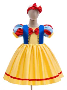 Cartoon Cosplay Costume Fancy Carnival Party Holiday Kids Clothes Princess Girls Puff Sleeve Bow Ball Gown Children Cocktail Dress for all Season 4 to 8 Years Clothing