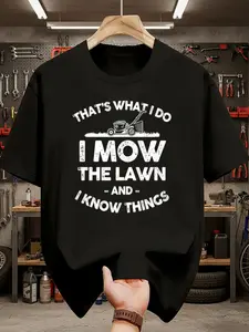 An Interesting Lawn Mower Shirt, This Is My Job - Mowing Lawns, Lawn Care, Gardening Shirt, Grass Cutting Gift, Men'S T-Shirt, Round Neck Short Sleeve, Stylish Casual, Comfortable And Breathable, Men'S Apparel