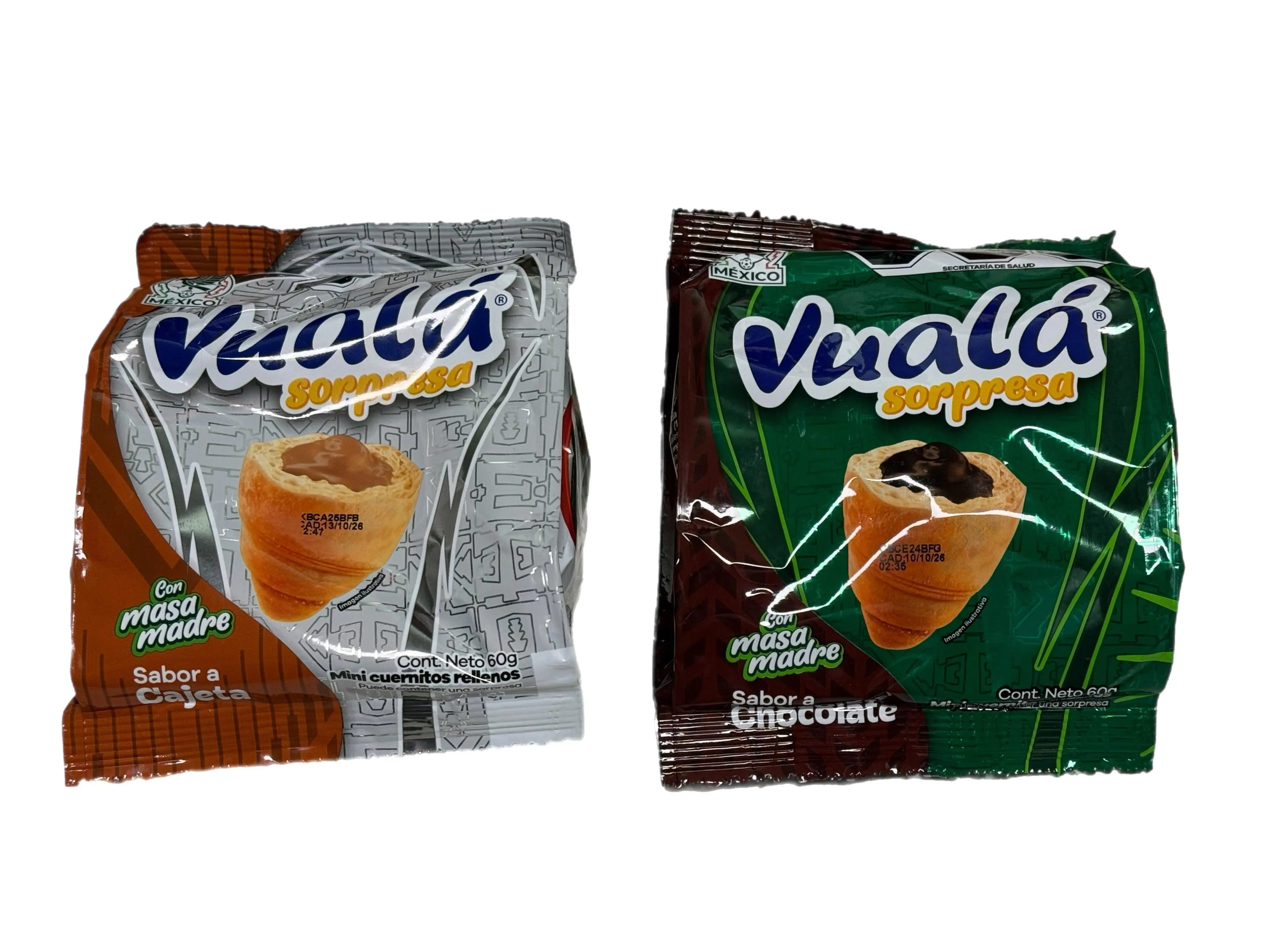 Vualá Sorpresa Sabor a Cajeta o Sabor a Chocolate – Filled Mini Croissants – Pick Your Flavor – 60 g (2.12 oz)