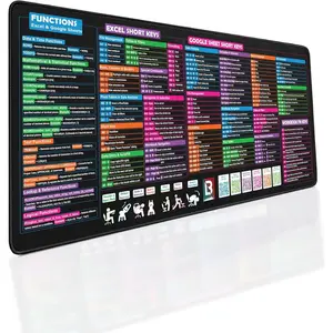 EXCEL Formula Cheat Sheet & Shortcuts Desk Pad - - Desk Matt for Desktop - XL Blotter Mat | Excell Formulas Mousepad (Black, 31.5" x 11.8", Excel Cheat Sheet)