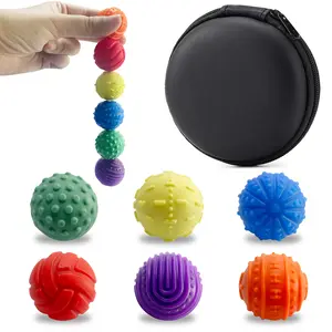 6 Pack Textured Sensory Balls Set with Storage Case, Multi‑Pattern Tactile Massage Balls, Stress Relief Toys Adults, Hand Foot Body Massage