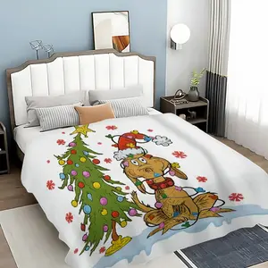 Christmas Dog Blanket Cartoon Design with Christmas Tree & Decorations, Throw Blankets, Soft Comfortable Travel Sofa Bed Office Home Decoration Gift