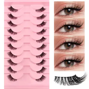 10 Pairs Half Eye False Eyelashes with Transparent Stem, Fluffy Natural Look for Everyday Wear, Lightweight and Comfortable Eyelash Extensions, Soft Lashes, Artificial Lashes
