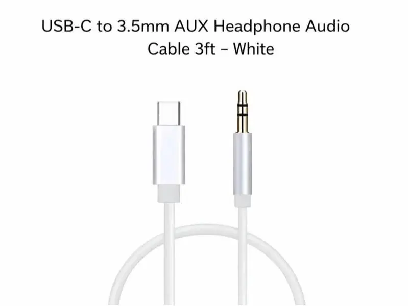 USB-C to 3.5mm AUX Headphone Audio Cable 3ft – White