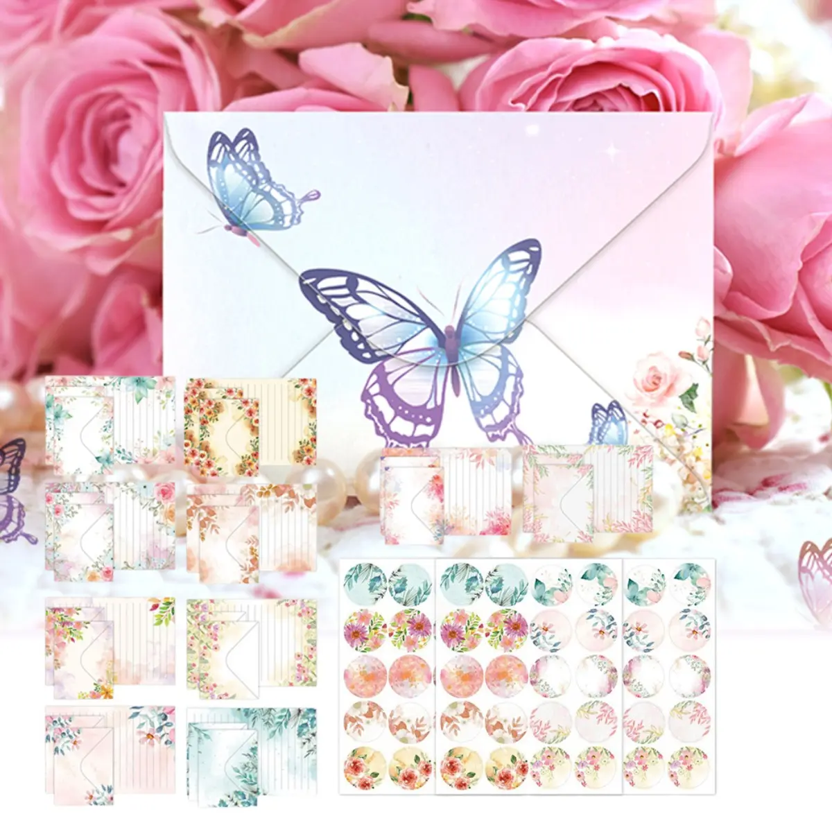 160 Pcs Letter and Envelope Stationery Supplies Set - Double-sided DIY Handmade Writing Paper Gift Invitations for Weddings, Birthdays, Anniversaries, Graduation Ceremonies (Ideal for Family, Friends)