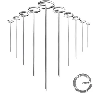 10pcs, Stainless Steel Air Fryer Vertical Skewers, Thickened Roast Meat Sticks, Air Fryer Oven Skewers, Barbecue Needle Skewers, BBQ Tools