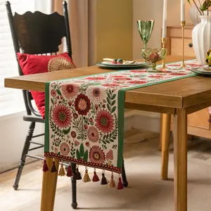 Floral Pattern Table Runner, 1 Count Boho Style Tablecloth, Table Decoration Supplies for Home Kitchen Dining Room