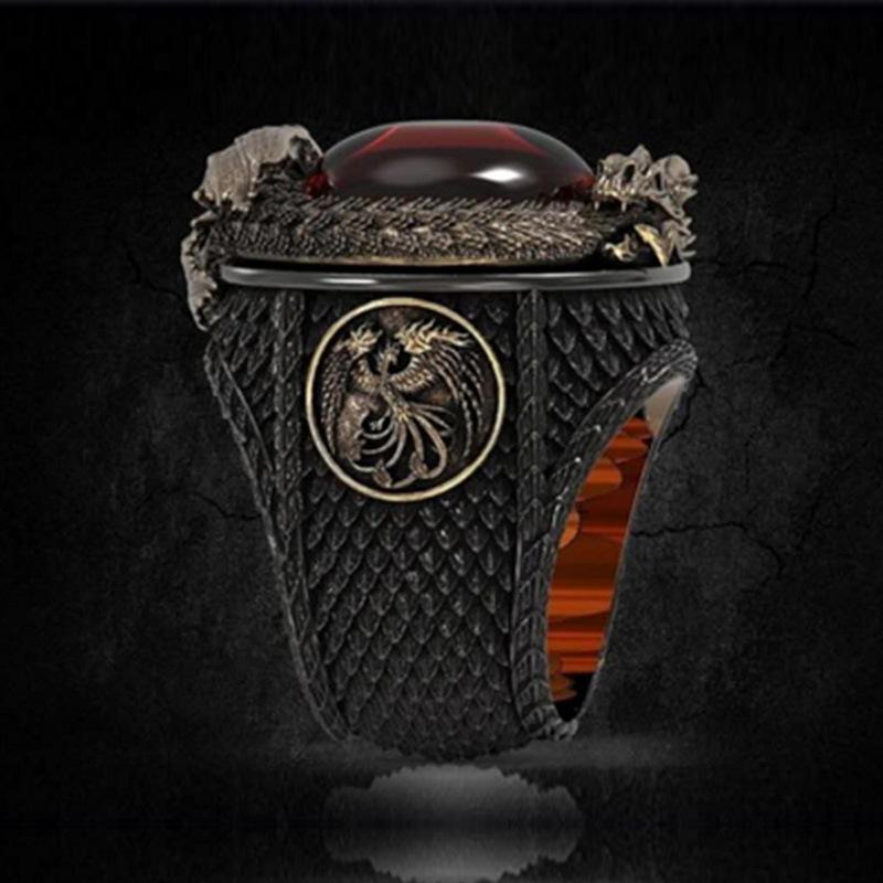 Vintage Dragon Ring for Men, Bold Domineering Dragon Shape Band, Electroplated Fashion Statement Jewelry, Cool Punk Style for Daily Wear, Streetwear & Biker Accessory