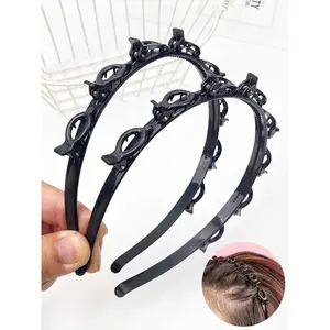 Women's Elegant Minimalist Hair Hoops with Clips, Trendy Simple Style Hair Hoops, Chic All-match Hair Accessories for Hairstyle Decor, Hair Braid Headband