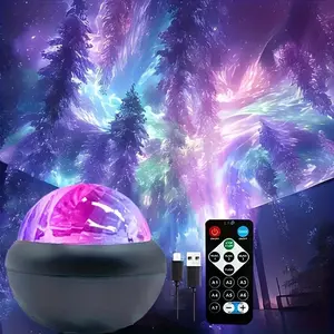 LED Aurora Floor Lamp with Remote Control - 360° Magic Sphere Projector Light, USB-Powered Standing Night Light for Bedroom, Office, Party Decor, Adjustable Brightness, Ideal Christmas/Birthday Gift, LED Nightlight
