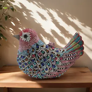 Bird Rhinestone Clutch Purse Luxury Women Full Crystal Evening Bag for Wedding Party Handbag