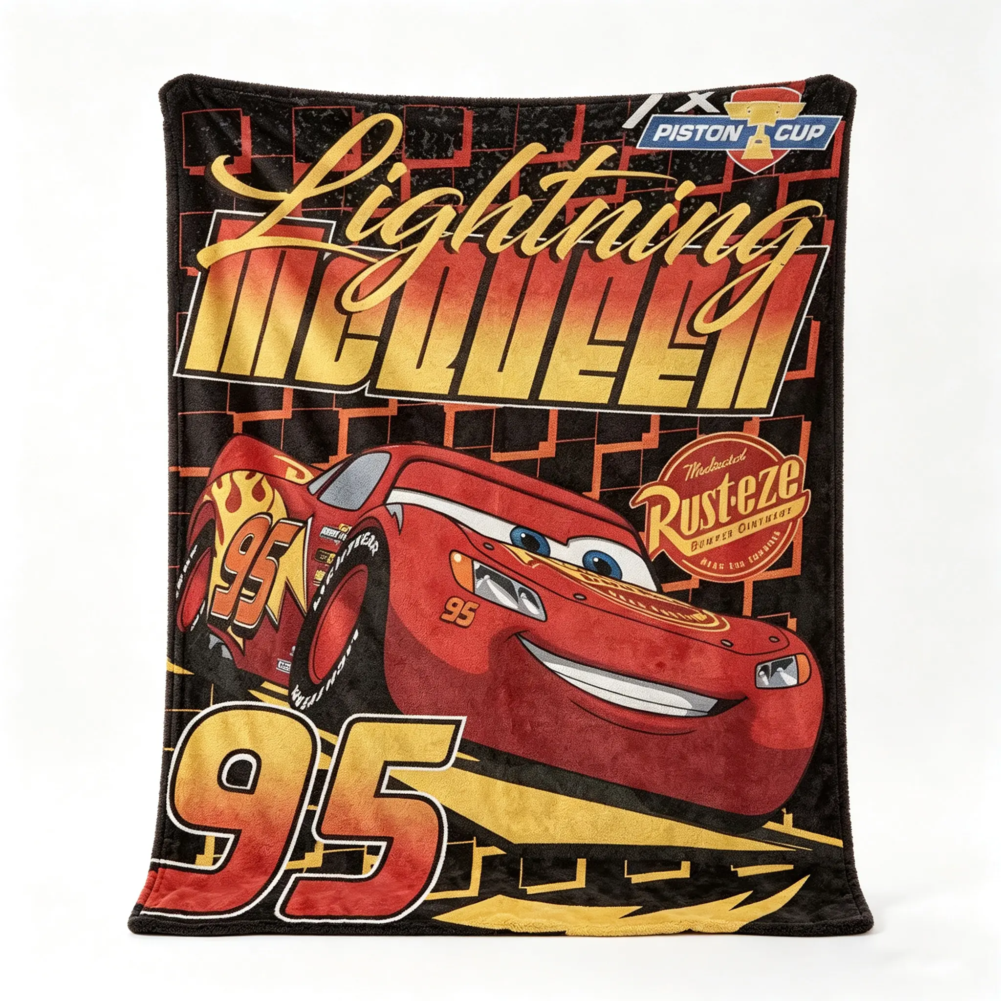 Disney Pixar Cars Lightning McQueen Flannel Throw Blanket, Piston Cup Racing 95 Print, Soft Cozy Blanket for Bed, Couch, Bedroom Decor & Gifts